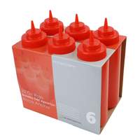 Thunder Group 24oz Wide Mouth Red Plastic Squeeze Bottle - 6 Per Pack - PLTHSB024RW 