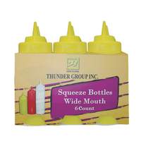 Thunder Group 24oz Wide Mouth Yellow Plastic Squeeze Bottle - 6 Per Pack - PLTHSB024YW 