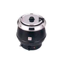 Thunder Group 10 qt Silver Epoxy Coated Soup Warmer w/ Hinged Lid - SEJ31000TW