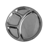Thunder Group 12-1/2in Diameter 4 Well Stainless Steel Compartment Tray - SLCRT004 
