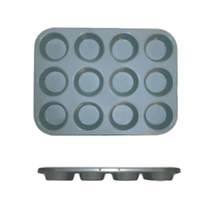 Thunder Group 12 Cup Non-Stick Carbon Steel Muffin Pan - SLKMP012 