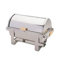 Thunder Group 8 Qt Stainless Steel Roll Top Chafer w/ Gold Accent Handles - SLRCF0171G