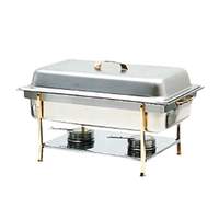 Thunder Group 8qt Full Size Stainless Steel Chafer with Brass Trim - SLRCF0840 