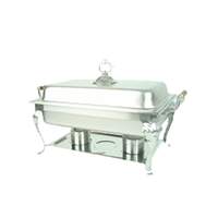 Thunder Group 8qt Full Size Stainless Steel Deluxe Chafer with Wood Handles - SLRCF8532 