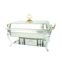 Thunder Group 8 Qt Full Size Stainless Steel Deluxe Chafer w/ Brass Handle - SLRCF8533