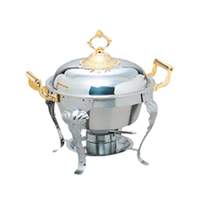 Thunder Group 5qt Half Size Stainless Steel Deluxe Chafer with Brass Handle - SLRCF8633 