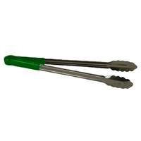 Thunder Group 10"L Stainless Steel Green Handle Utility Tongs - SLTG810G 
