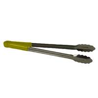 Thunder Group 10in Stainless Steel Yellow Handle Utility Tongs - SLTG810Y 