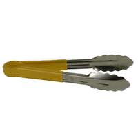 Thunder Group 12"L Stainless Steel Yellow Handle Utility Tongs - SLTG812Y 