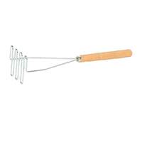 Thunder Group 18in Stainless Steel Square Face Potato Masher with Wood Handle - SLTMA018 