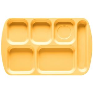 GET Bright Yellow Plastic 15.5in x 9.8in 6-Compartment School Tray - TR-151-BY 