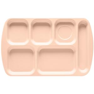 GET Tan Plastic 15.5in x 9.8in 6-Compartment School Tray - 1dz - TR-151-T 