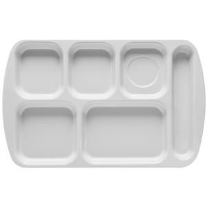 GET White Plastic 15.5in x 9.8in 6-Compartment School Tray - 1dz - TR-151-W 
