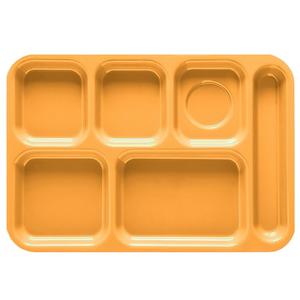GET Tropical Yellow 14.4in x 9.8in 6 Compartment Cafeteria Tray - TR-152-TY 