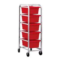Quantum Food Service 61" Aluminum Mobile Tub Rack w/ Red Cross Stack Tubs - TR5-2516-8RD