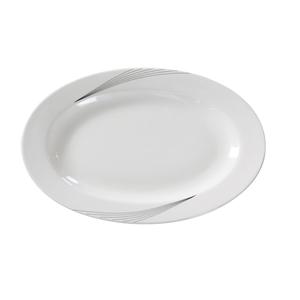 Yanco China Urban Line Bone White Porcelain 14" x 10.5" Oval Platter - UR-214