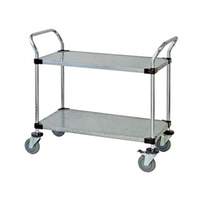 Quantum Food Service 48x18x37-1/2 Utility Cart with 2 Galvanized Solid Shelves - WRC-1848-2G 