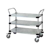 Quantum Food Service 48x24x37-1/2 Utility Cart with 3 Galvanized Solid Shelves - WRC-2448-3G 