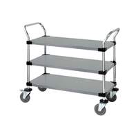 Quantum Food Service 36x18x37-1/2 304 Stainless Steel 3 Solid Shelf Utility Cart - WRSC-1836-3SS 