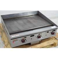 Used Wolf Commercial 36"W x 24" Heavy Duty Manual Countertop Gas Griddle - AGM36