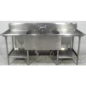 Used 2 Compartment Sink with Two drainboard, 30inx84in 