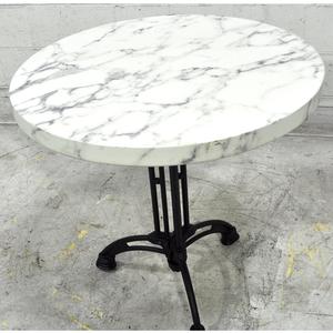 Used Vintage Marble look 30in Round Dinner Table w / Black Base 