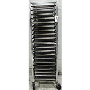 Used Full Height Mobile Aluminum Pan Rack w/ 20 Sheet Pans