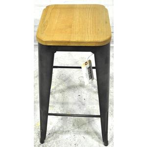 Used Backless Counter Height Maple Wood Seat Metal Legs Bar Stool