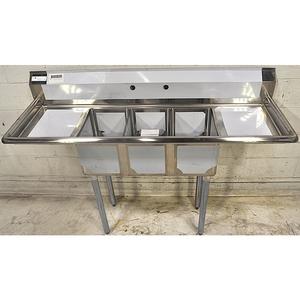 Used Falcon Food Service 10in x 14in Stainless Steel 3 Compartment Sink - E3C-10X14-2-15 