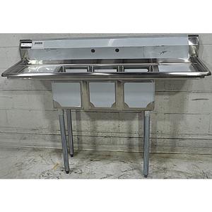 Used Falcon Food Service 10in x 14in Stainless Steel 3 Compartment Sink - E3C-10X14-2-15 