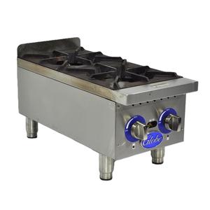 Used Globe 12" Natural Gas Hot Plate 2 Burners with Manual Controls - GHP12G