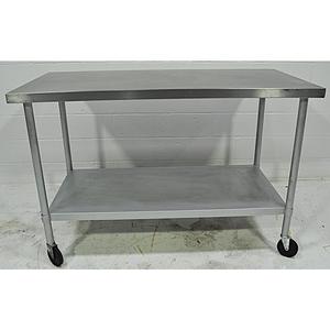Used Stainless Steel Top Economy Work Table 30 x 60 w/ Casters