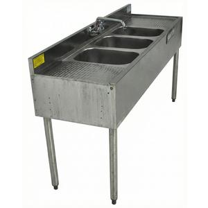 Used Krowne 18-53C Underbar Sink Three Compartment with Dual Drainboards 