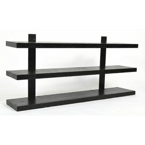 Used 3-Tier Black Wood Wall Mount Floating Shelf 12 x 55 x 27 