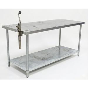Used Economy Work Table 72 x 30 x 35 w/ Manual Winco Can Opener