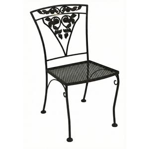 Used Metal Bistro Chair Rose Floral Scrollwork with Mesh Seat - Bl 