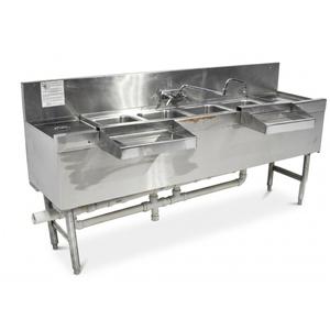 Used Glastender FSA-72-S 72" Four-Compartment Underbar Sink - 18-Gauge Stainless