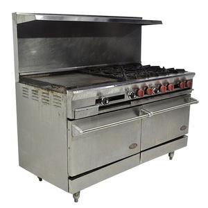 Used 60-24G6-2N 60" 6-Burner Range w/ 24" Griddle, 2 Standard Ovens