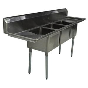 Used Regency Service Carts 600S31717218 91" 3-Compartment Sink w/ 18" Drainboards