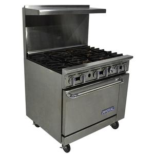Used Imperial IR-6 36in Gas 6 Burner Restaurant Range with Oven - Natural Gas Used Imperial IR-6 36in Gas 6 Burner Restaurant Range with Oven - Natural Gas