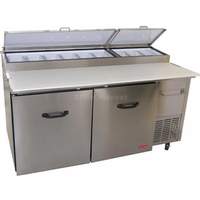 Tor-Rey Refrigeration 67" Stainless Pizza Prep Table 2 Doors 9 Pans W/ Granite Top - PTP-170-11-G