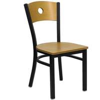 Flash Furniture XU-DG-6F2B-CIR-NATW-GG Black Metal Dining Chair W/ Nat Wood Circle Back & Seat