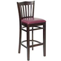 Flash Furniture XU-DGW0008BARVRT-***-BURV-GG Vertical Slat Back Wood Bar Stool w/ Burgundy Vinyl Seat