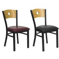Flash Furniture XU-DG-6F2B-CIR-****-GG Black Metal Dining Chair w Nat Wood Circle Back & Vinyl Seat