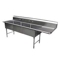 GSW USA 16 Gauge 3 Compartment 24"x24"x14" Stainless Steel Sink - SH24243R