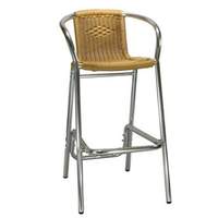 H&D Commercial Seating Outdoor Aluminum Bar Stool w/ Green, Black or Honey Rattan - 7016