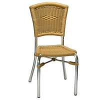 H&D Commercial Seating Outdoor Aluminum Chair with Chrome Finish & Honey Rattan - 7029 