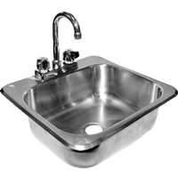 GSW USA Stainless Drop In Hand Sink 16inx15inx6.5in with NO LEAD Faucet - HS-1615I 