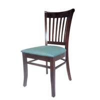 AAA Furniture Cherry Wood Restaurant Chair Wide Padded w/ Black Vinyl Seat - 422