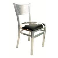 AAA Furniture Silver Metal Chair w/ Perforated Back & Black Vinyl Seat - 317/SILVER